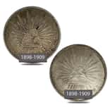 1898-1909 Mexico Second Republic 1 Peso Silver Coin Avg Circ (Random)