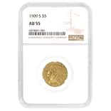 1909 S $5 Indian Head Half Eagle Gold Coin NGC AU 55