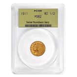 1911 $2.5 Indian Head Quarter Eagle Gold Coin PCGS MS 62