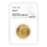 1912 $10 Indian Head Gold Eagle Coin NGC MS 63