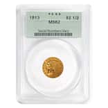 1913 $2.5 Indian Head Quarter Eagle Gold Coin PCGS MS 62