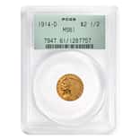1914-D $2.5 Indian Head Quarter Eagle Gold Coin PCGS MS 61