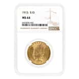 1915 $10 Indian Head Gold Eagle Coin NGC MS 64