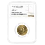 1915 5 Pesos Jose Marti Gold Coin NGC MS 62