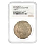 1921 Morgan Silver Dollar $1 NGC AU Details Mint Error (Obv Struck Thru)