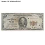 1929 $100 US National Currency Note Brown Seal Cull (Random City)