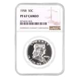 1958 Proof Franklin Silver Half Dollar 50C NGC PF 67 Cameo