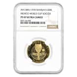 1970 Sharjah 50 Riyals Mexico World Cup Proof Gold Coin NGC PF 67 UCAM