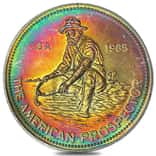 1985 1 oz Engelhard Prospector Silver Round .999 Fine (Rainbow Toning, 25855)