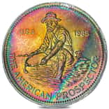 1985 1 oz Engelhard Prospector Silver Round .999 Fine (Rainbow Toning, 25856)