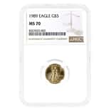 1989 1/10 oz $5 Gold American Eagle NGC MS 70