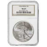 1990 1 oz Silver American Eagle $1 Coin NGC MS 69