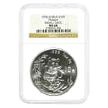 1996 1 oz Chinese Silver Panda 10 Yuan Small Date NGC MS 68