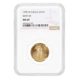 1999 W 1/4 oz $10 Gold American Eagle Coin NGC MS 69 (W Mint Mark)