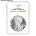 1995 1 oz Silver American Eagle $1 Coin NGC MS 69