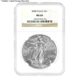 2000 1 oz Silver American Eagle $1 Coin NGC MS 69
