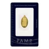 2.5 gram Gold PAMP Suisse Lady Fortuna Oval Pendant .9999 Fine (In Assay)