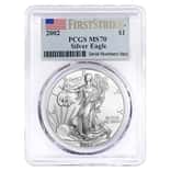 2002 1 oz Silver American Eagle PCGS MS 70 FS