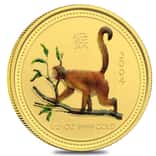 2004 1/2 oz Colorized Gold Lunar Year of The Monkey BU Australia Perth Mint In Cap