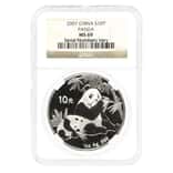 2007 1 oz Chinese Silver Panda 10 Yuan NGC MS 69