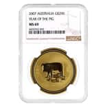 2007 2 oz Gold Lunar Pig Perth Mint Series I NGC MS 69