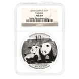 2010 1 oz Chinese Silver Panda 10 Yuan NGC MS 69