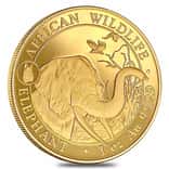 2018 Somalia 1 oz Gold African Elephant Dog Privy 1000 Shillings BU (In Cap)