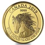 2019 1/4 oz Gold Canadian Wild Horse Reverse Proof Coin .9999 Fine