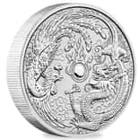 2019 10 oz Dragon & Phoenix Silver Coin BU Perth Mint In Cap