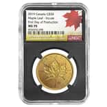 2019 1 oz Incuse Canadian Gold Maple Leaf $50 Coin NGC MS 70 First Day of Production