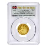 2020 Great Britain 1/4 oz Proof Gold Mayflower 400th Ann. PCGS PF 69 FDOI