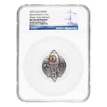 2022 Chad 1 oz Silver Bitcoin Rocket Shaped Coin NGC MS 70 ER Antiqued High Relief