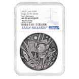 2022 Chad 2 oz Silver Doge On The Moon Coin Serial #1 NGC MS 70 ER Antiqued High Relief