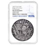 2022 Chad 2 oz Silver Doge On The Moon Coin Serial #5 NGC MS 70 ER Antiqued High Relief