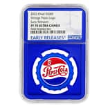 2022 Chad 6 gram Pepsi-Cola Retro Bottle Cap Proof Silver Coin NGC PF 70 ER (Blue Core)