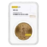 $20 Gold Double Eagle Saint Gaudens NGC MS 65 (Random Year)