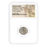 27 BC-14 AD Roman Empire Augustus AR Denarius Silver Coin NGC Ch XF