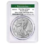 2025 Eagle Privy 1 oz Silver American Eagle PCGS MS 70 FDOI Philadelphia