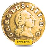 1/2 Escudo Spain Charles III Gold Coin Cleaned AGW .0489 oz (Random Year, 1759 - 1785)