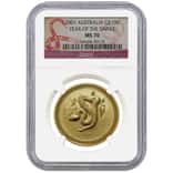 2001 1 oz $100 Gold Australian Lunar Year of the Snake NGC MS 70