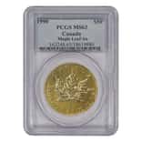 1990 1 oz Canadian Gold Maple Leaf $50 PCGS MS 63