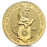 2020 Great Britain 1 oz Gold Queen's Beasts White Lion of Mortimer Coin .9999 Fine BU