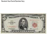 $5 Bill Legal Tender Currency Note Red Seal Avg Circ (Random Year)