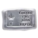 5 oz Canada Leaf Cast Silver Bar .9999 Fine