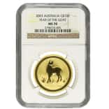 2003 1 oz $100 Australian Lunar Year of the Goat Gold Coin NGC MS 70 (Series 1)
