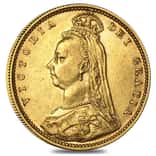 1887-1893 British Gold Half Sovereign Victoria Jubilee Avg Circ