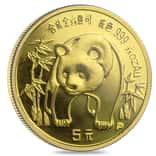 Chinese 1/20 oz Gold Panda Proof/Unc (Random Year, Not Sealed)