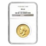 1918-I Gold India Sovereign George V Coin NGC MS 64