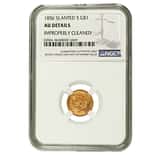 1856 Slanted 5 $1 Gold Indian Princess Head Coin NGC AU Details 