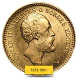Sweden Gold 10 Kronor BU AGW .1296 oz (1873-1901, Random Year)